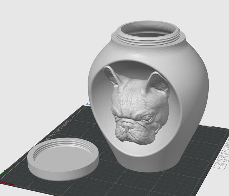 Dog urn - French Bulldog - with threaded closure