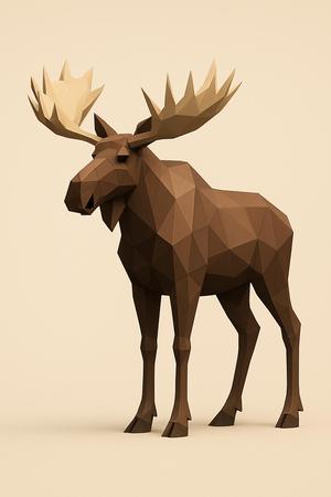 Low poly moose with antlers