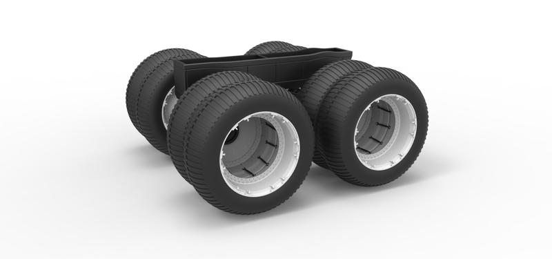 Diecast Chassis of vintage monster truck with double wheels Scale 1:25