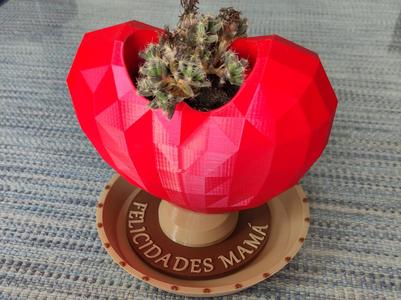 Heart-shaped planter with saucer