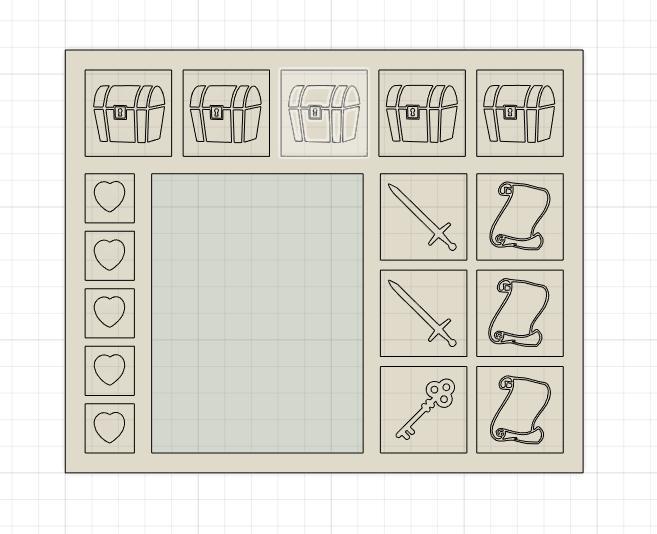 Karak inventory tableau with treasure chest fields / game map