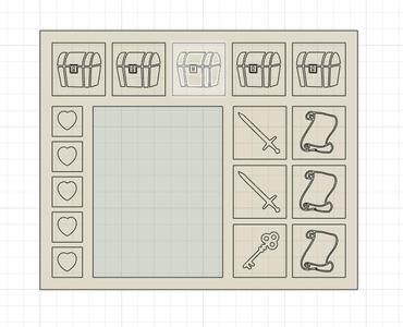 Karak inventory tableau with treasure chest fields / game map