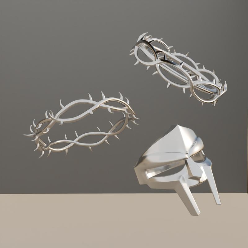 Kendrick lamar Crown of Thorns ring and Mf Doom Ring Pack
