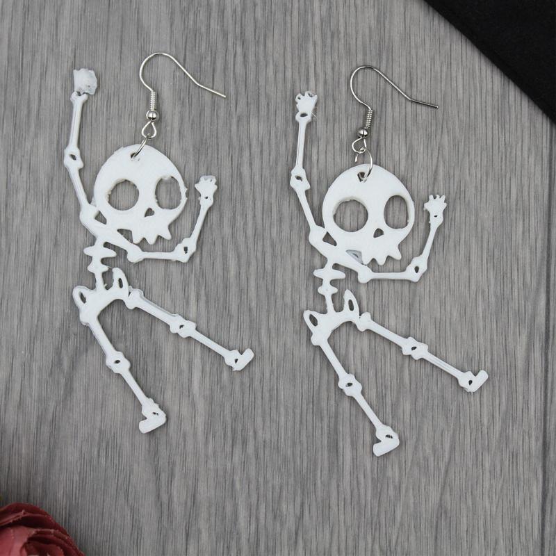 Skeleton Halloween Earring Medal Chain Necklance Scare