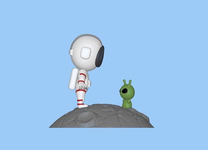 Cute Astronaut and Alien
