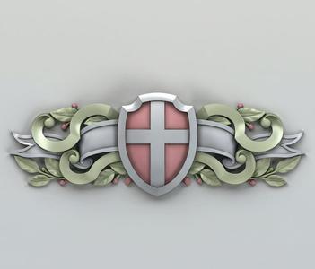 Ornamental Shield with Cross Relief