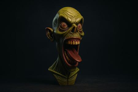 3D Printed Zombie Bust Sculpture – Horror Monster Decor, Halloween Prop, Creepy Collectible