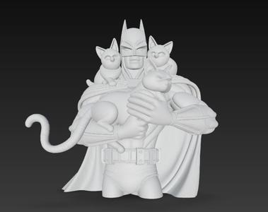 Catman/Batman holding cats