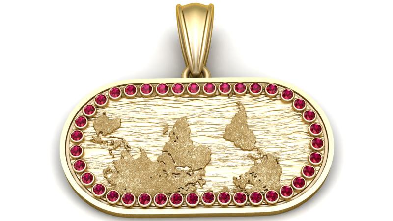 gold world map pendant