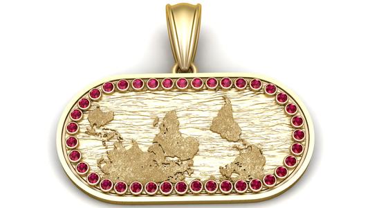 gold world map pendant