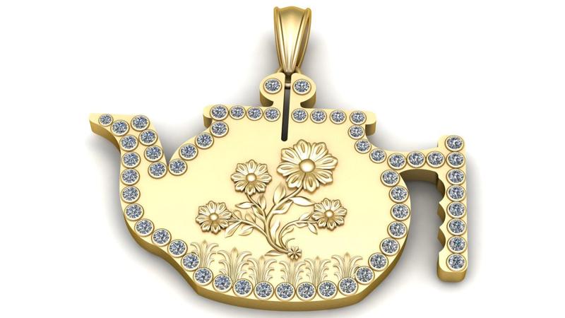 "Floral Elegance Teapot Pendant"