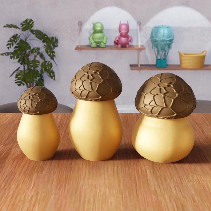 3D Mushroom Boxes STL File - 321