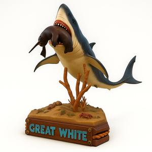 GREAT WHITE SHARK ATTACK DIORAMA - Shark with a Seal in his Jaws - 3D Print Model
