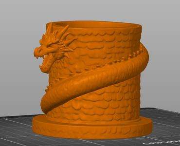 Dragon Coil Decorative Pot with Base