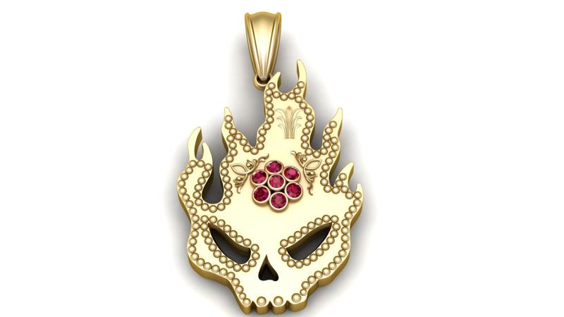 gold skull charm 3D printable model