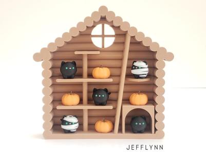Tic Tac Toe - Halloween Cabin (Cat and Pumpkin)