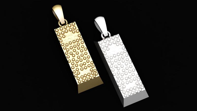 pendant, gold bar  3d printable model