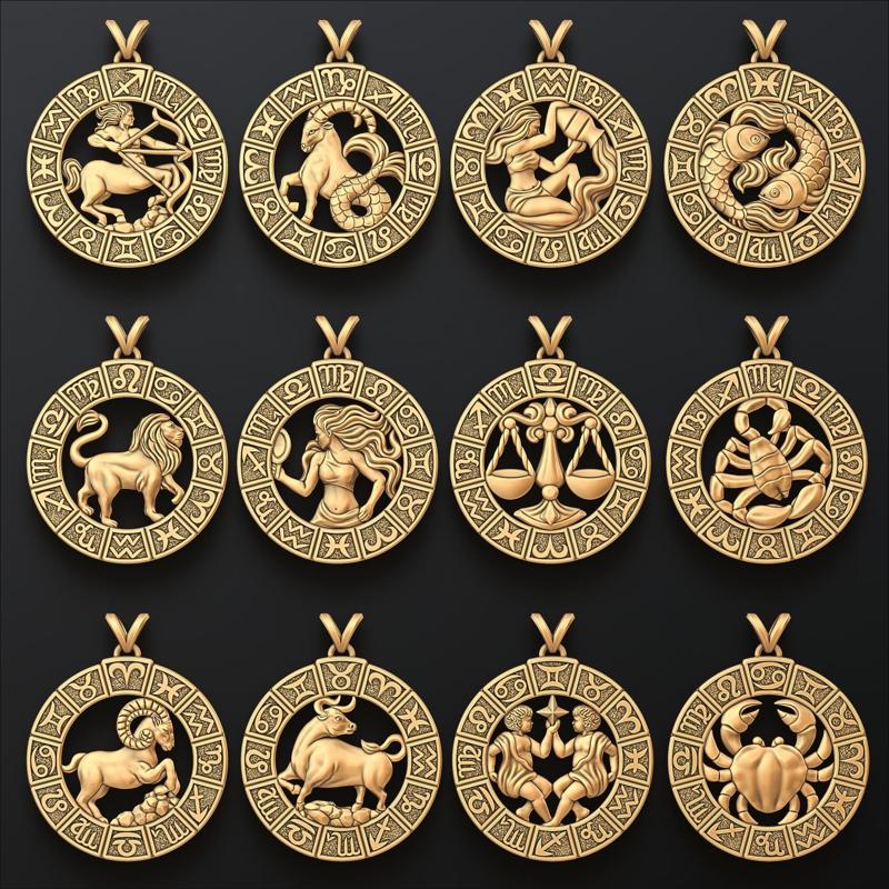 Zodiac Horoscope Pendants v2 Set Pack Collection 3D print model