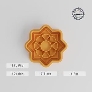 Mandala Shape Cutter & Stamp Set, Geometric Ethnic Patterns for Cookies or Fondant, 6 Pieces, Sizes S/M/L PRODUCT_5157