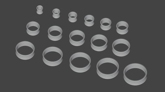 Ear Tunnels and Plugs Set (10mm to 40mm) - Commercial Use License