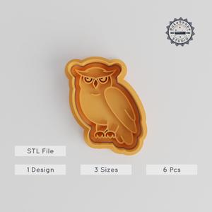 Owl Shape Cutter & Stamp Set, Perfect for Cookies & Fondant, Nocturnal Bird Design, 6 Pieces, Animal Cute Collection PRODUCT_5568