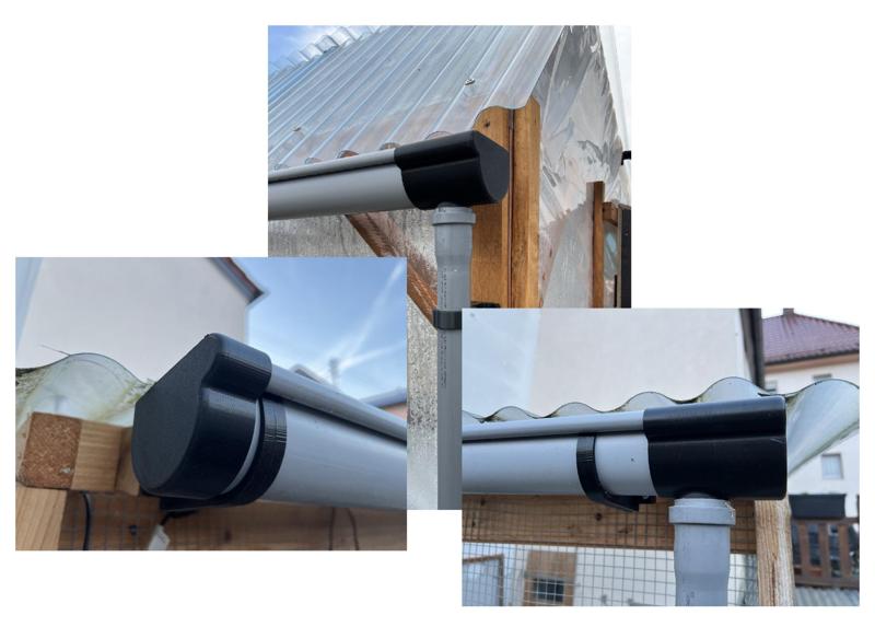 Regenrinnen Endstück mit und ohne Rohr, Rinnen 75mm und Rohr 40mm