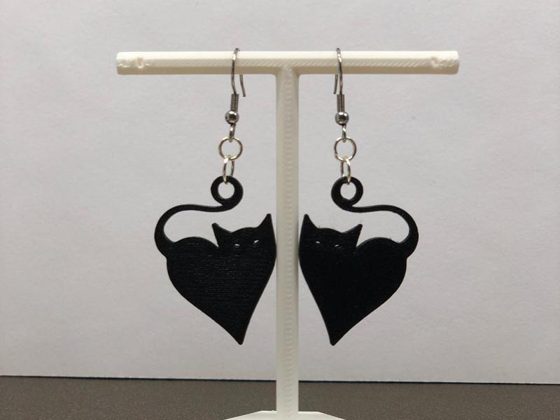 Black Cat heart earrings