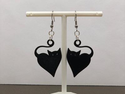 Black Cat heart earrings