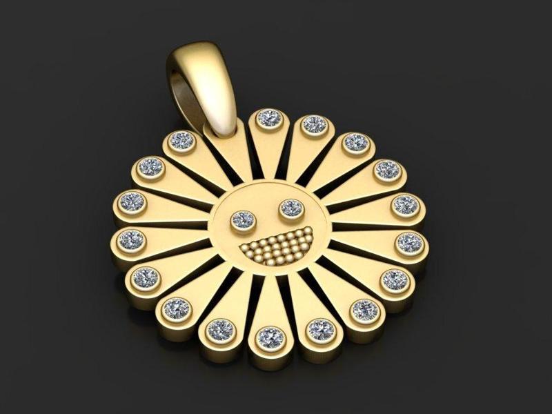 Buy Smile Sunflower Necklace, PENDANT  3D printable model