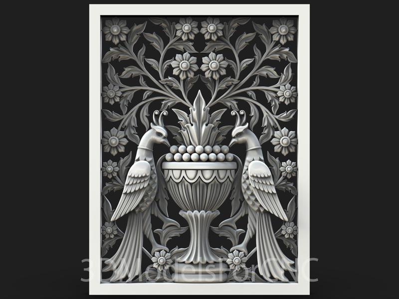 3D Model STL File for CNC Router Laser & 3D Printer Peacocks 2