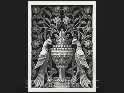 3D Model STL File for CNC Router Laser & 3D Printer Peacocks 2