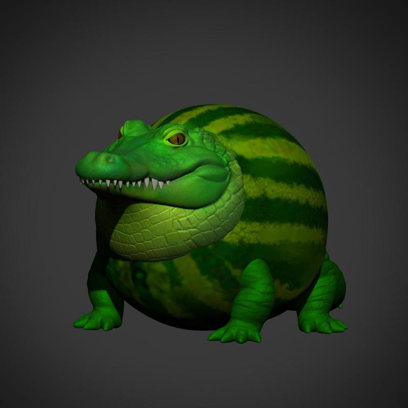 Glorbo Fruttodrillo STL – Italian Brainrot Character | Watermelon Crocodile Meme Figurine | 3D Printable