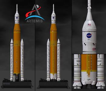 The Space Launch System (SLS): NASA’s Artemis I Moon Rocket with platform. File STL-OBJ for 3D Printer