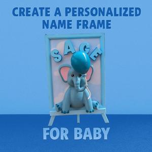 Decorative painting elephant - Personalized with name - baby