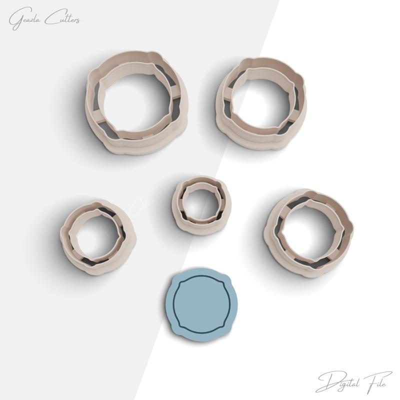 Vintage Frame Clay Cutter, Framed Shape Polymer Clay Earring Cutter, 2 Cutter Version, 5 Sizes Included, Digital STL File,No: 949