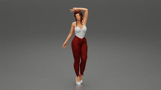 Woman Fashion Model Posing Wearing Pants 3D Print