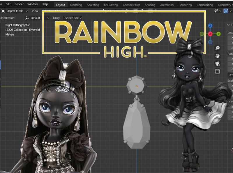 Rainbow High Shanelle Onyx Earrings