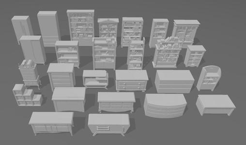 Miniatures - The Sims - Cabinets and Bookcases