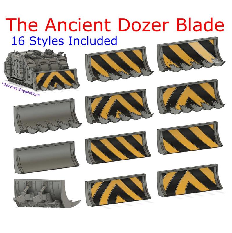 The Ancient Dozer Blade and Ancient Dozer blade with Hazard Stripes