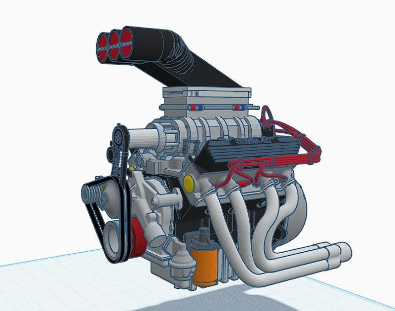 Blown engine for scale models 1/24 1/16 1/64