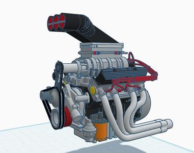 Blown engine for scale models 1/24 1/16 1/64