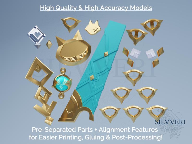 Lynette Accessories Bundle for Cosplay - Genshin Impact - Instant Download STL Files for 3D Printing