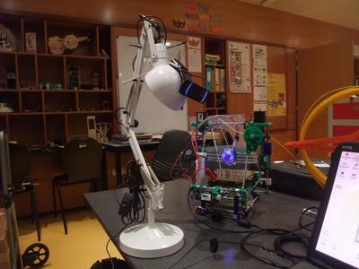 webcam on lamp arm : zip-tie only