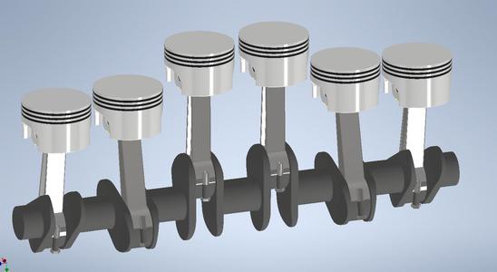 3D Model Crankshaft, Piston, Connecting Rod and all its components