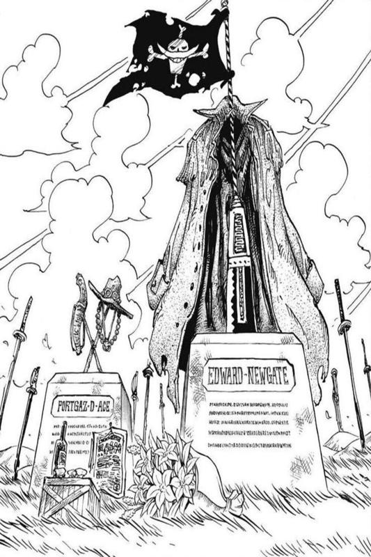 One Piece Manga Color Print - Ace& Newgate Grave