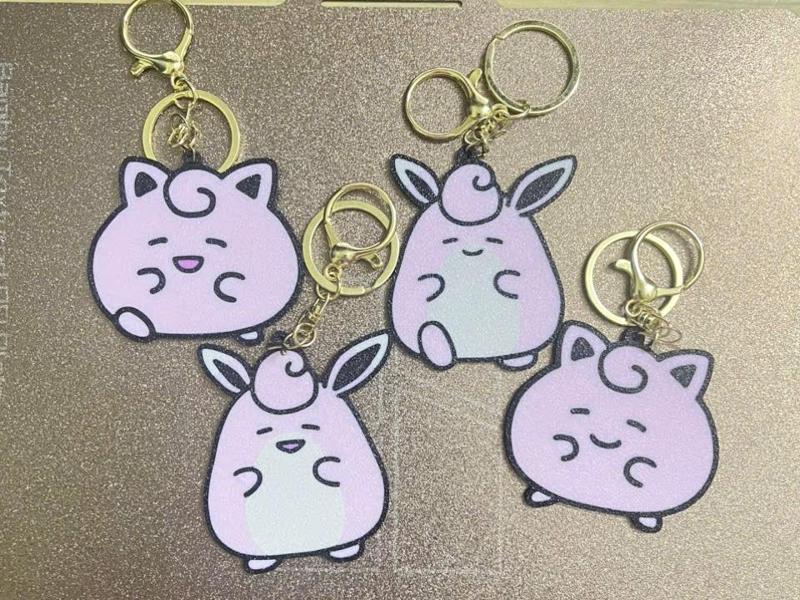 Jigglypuff, Wigglytuff Pokemon Keychain