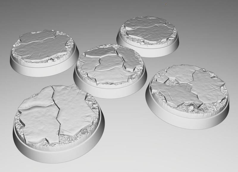 5x 32mm base with broken marble ground