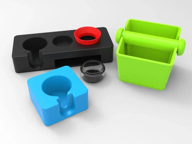 51mm Coffee Powdering Kit, including a leak-proof ring, measuring cup, waste bin, and base