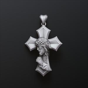 Praying Jesus Cross Pendant 3D print model