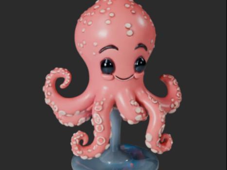 Cute squid on a stand